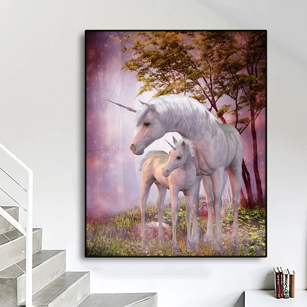Laeacco белые постеры в скандинавском стиле с изображением единорога настенная