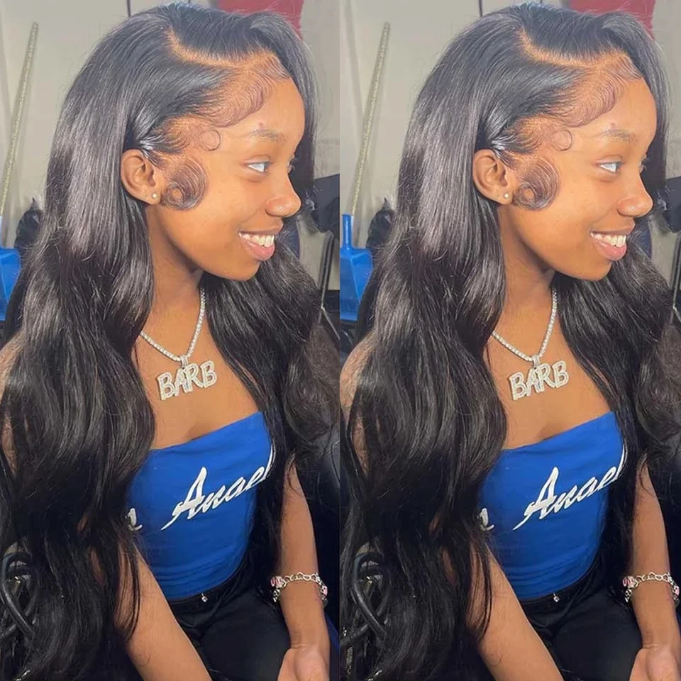 30 дюймов Волнистые кружевные передние парики для черных женщин человеческие