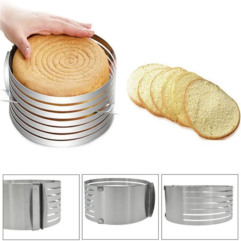 DIY Mousse Cake 1Pcs Adjustable Round Stainless Steel Ring Mold Layer Slicer Cutter | Дом и сад