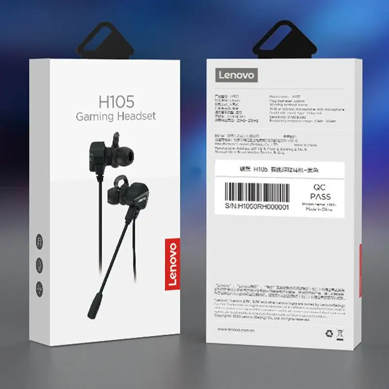 

Lenovo H105 3.5mm In Ear Wired Game Headset Subwoofer Driven Microphone Headset For Smart Phones