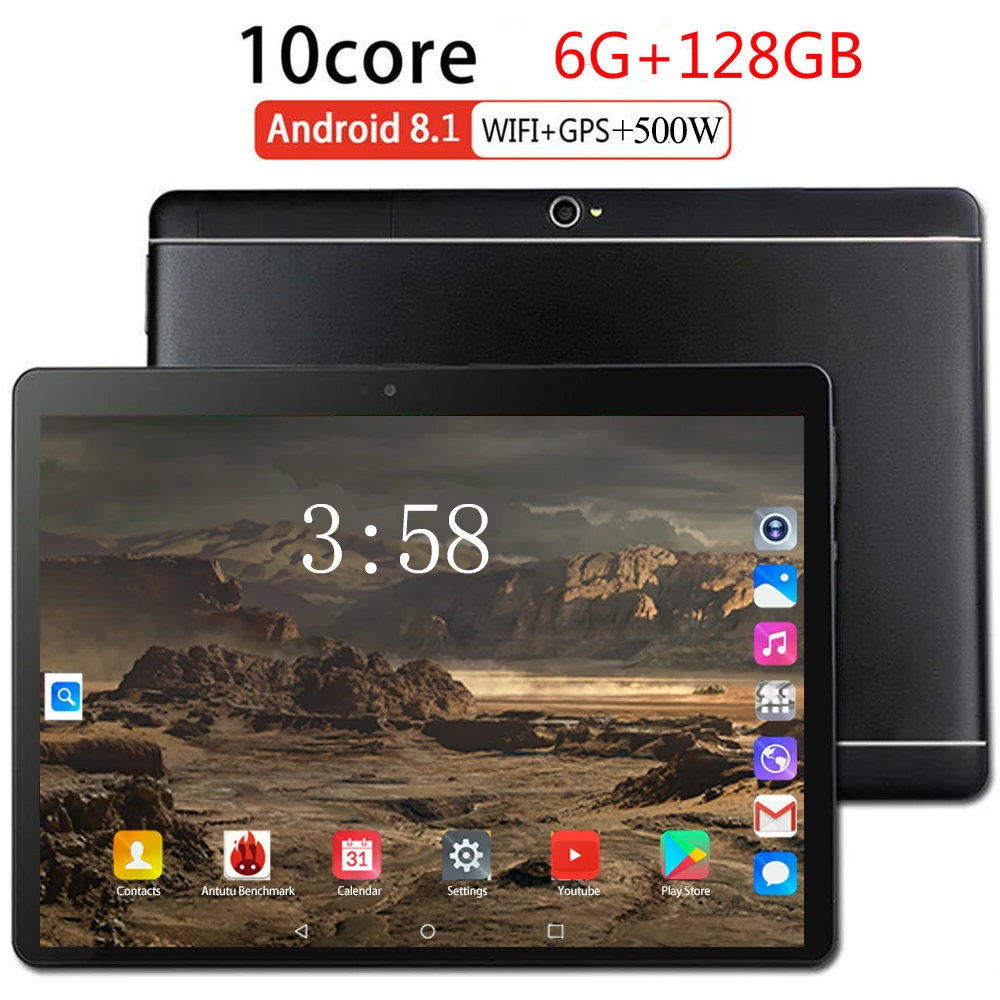 10 дюймовый планшет с четырёхъядерным процессором ОЗУ 6 ГБ ПЗУ 128 Android 8 0|Планшеты| |