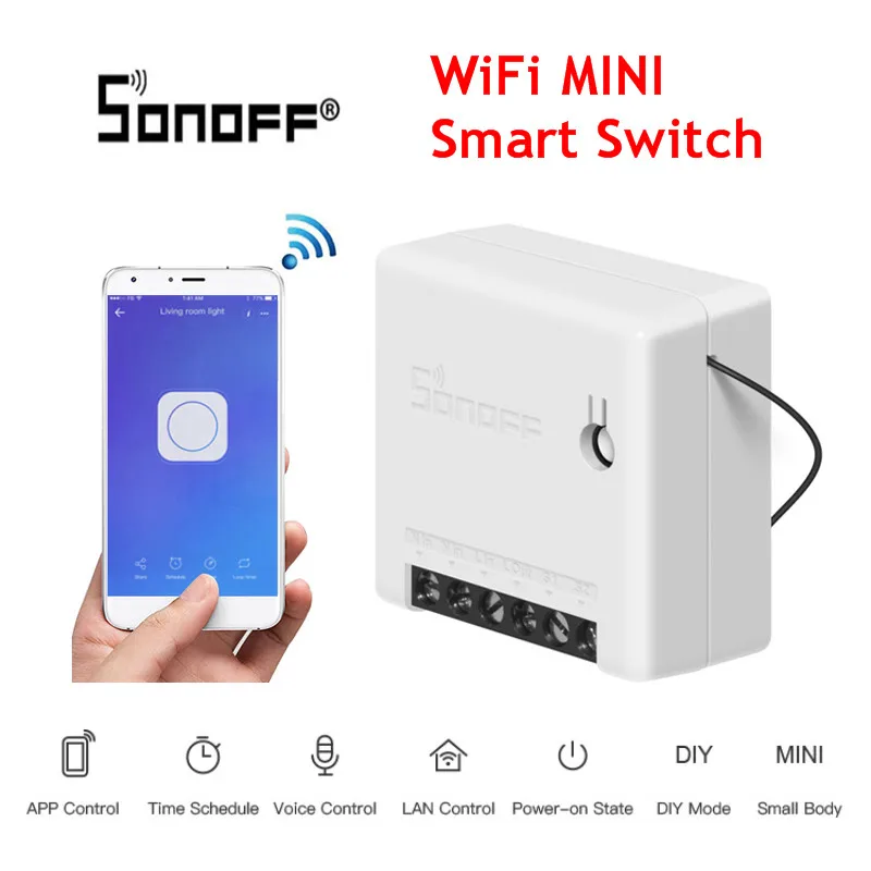1 шт. мини смарт-переключатель SONOFF умный дом wifi умный пульт дистанционного управления смарт-панель Автоматизация модули 2 способа ЕС Голосовое управление KDCW1