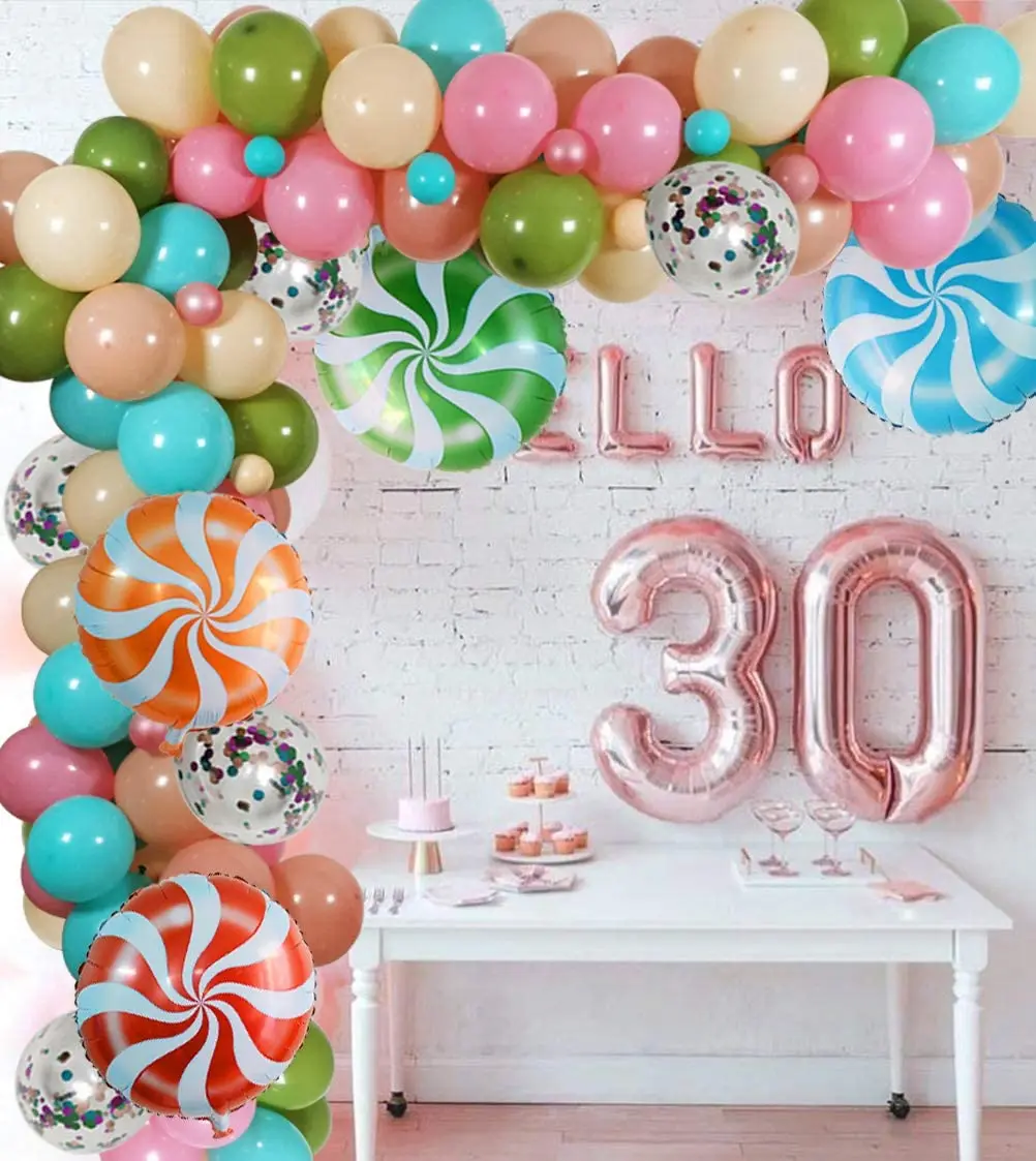 

122 Pack Sweet Candyland Party Balloons Garland Decorations, for Girls Birthday Party Supplies Baby Shower Ice Cream