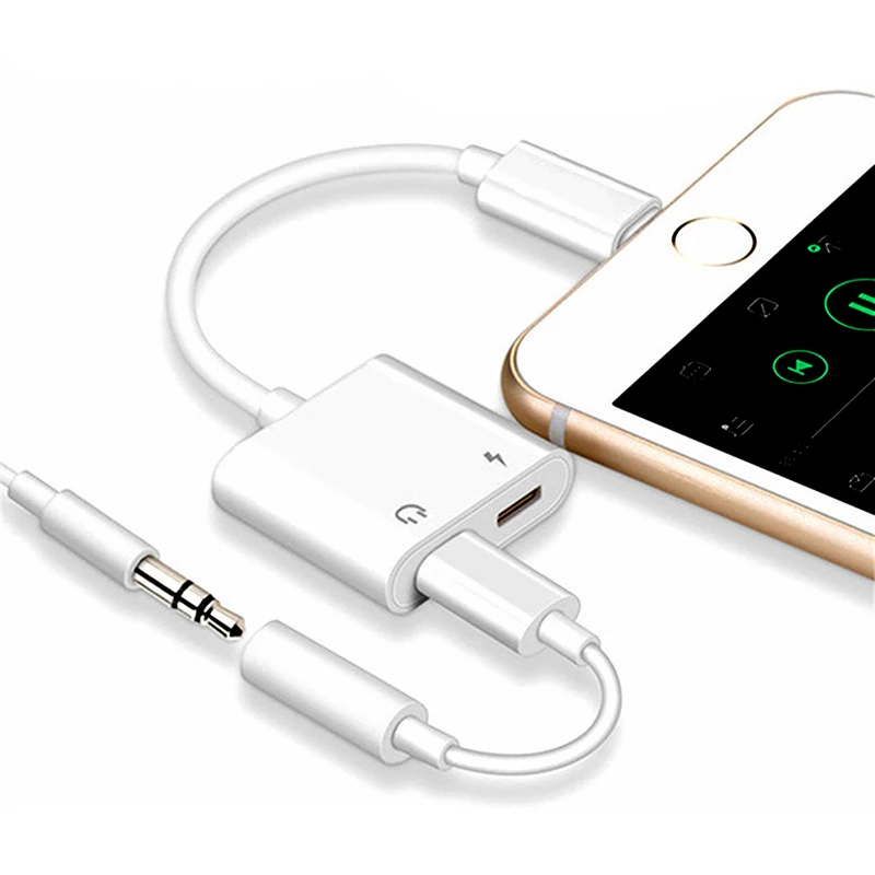 2 в 1 аудио адаптер зарядный кабель для наушников для iPhone 7 8 plus X Aux Jack гарнитура для двойной Lightning адаптер сплиттер