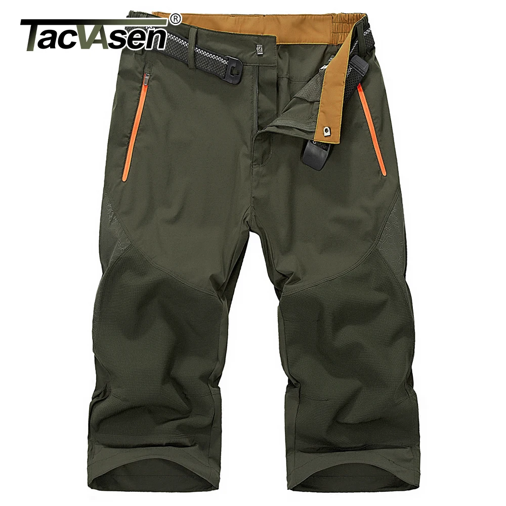 Летние быстросохнущие брюки-Капри TACVASEN 3/4 мужские легкие шорты для рыбалки ниже