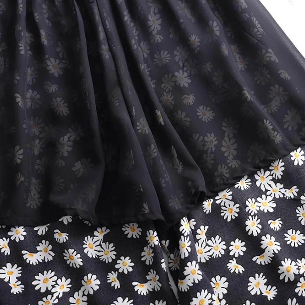 

Summer Wide Leg Chiffon Skirt Shorts Women's Long Knee-Length Shorts Boho Fashion Casual Floral Print Bermuda Shorts For Women