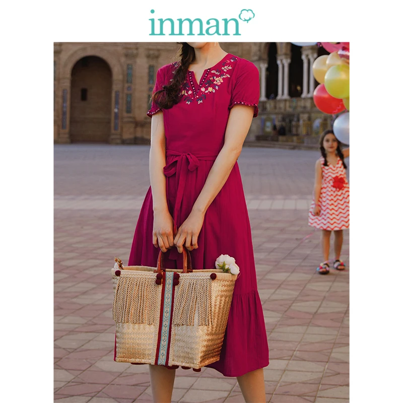 Платье в стиле ретро с круглым вырезом хлопковое ТРАПЕЦИЕВИДНОЕ ПЛАТЬЕ С