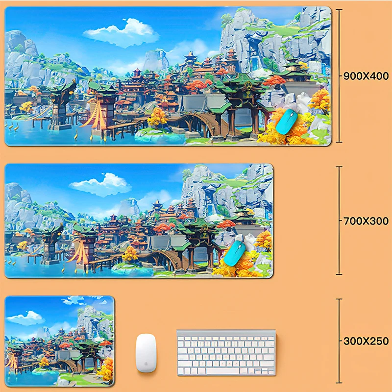 

Genshin Impact Game Background Large Keyboard Pad Cosplay Mousepad Anime Antislip Mat Desk Mat Fans Game Player Otaku Gifts