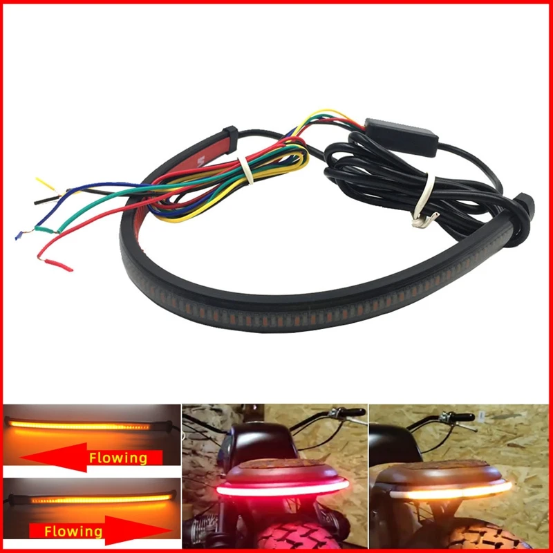 

Motorcycle Flexible LED Light Strip with Tail Brake Turn Signal Lights Taillight Red/Amber