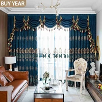 2022 new european style curtains for living dining room bedroom small pepper chenille embroidered valance curtain french window