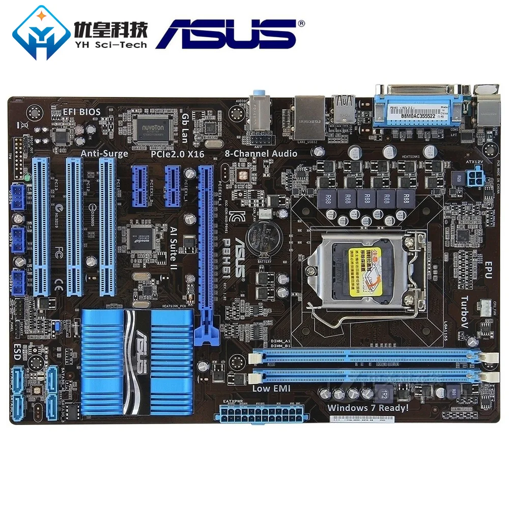 Asus P8H61 Intel H61 Оригинальное б/у настольное гнездо для материнской платы LGA 1155 Core