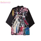 Японское модное кимоно в стиле Харадзюку, Женские топы и блузки, Мужская азиатская одежда хаори Оби, пляжный кардиган, лето 2020