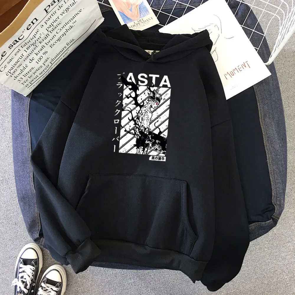 

Pure Cotton Asta Box black clover cool spring Japanese anime print hoodie Women Street retro unisex sweatshirt Loose pullover