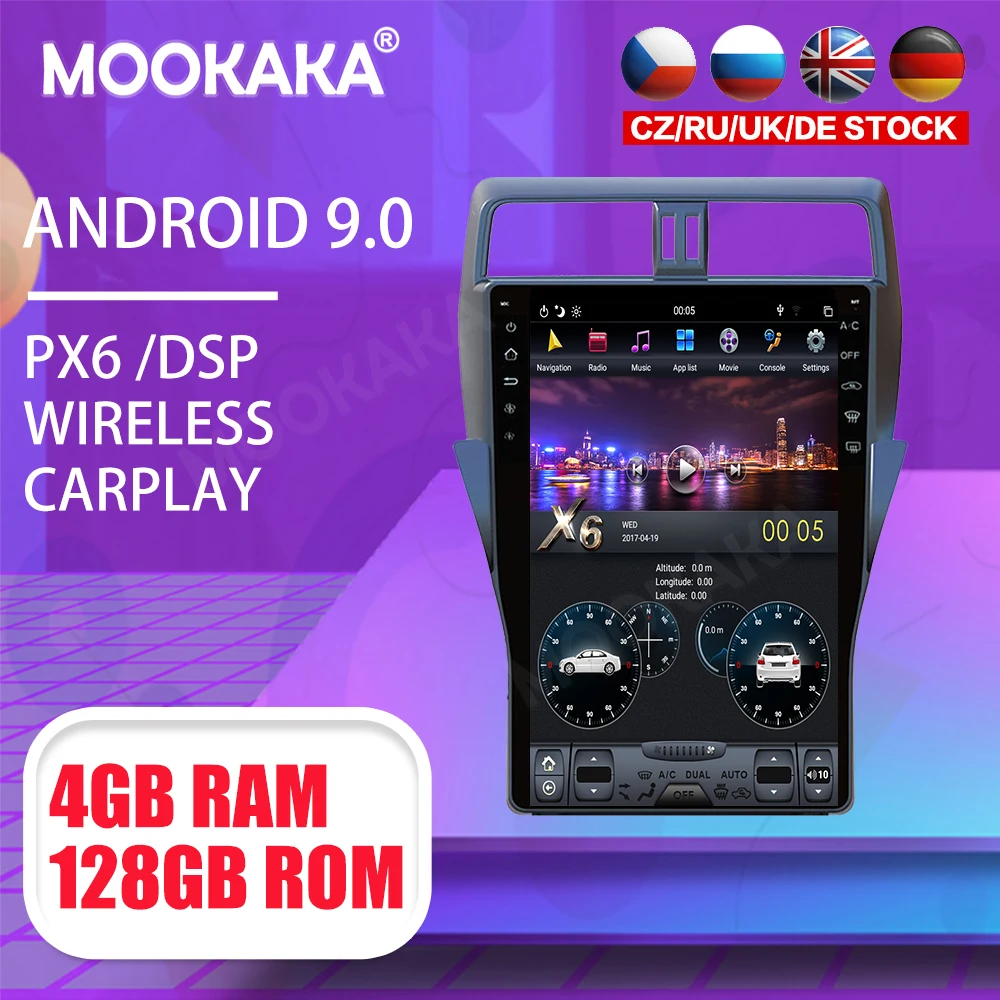 

Tesla 16 "Android 9 PX6 4G 128 ГБ Автомобильный плеер для Toyota Land Cruiser Prado 150 Автомобильный GPS Navi CarPlay головное устройство DSP стерео
