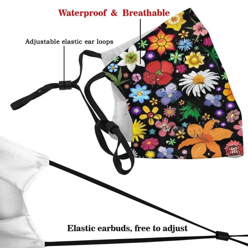 Весенние цветы шаблон пользовательский моющийся фильтр Pm2.5 для взрослых детей