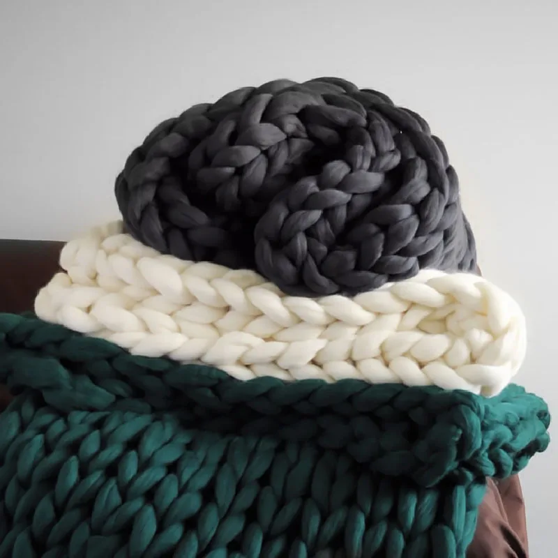 Полиэстер ручной работы пледы одеяло для кроватей тяжелое однотонный шарф