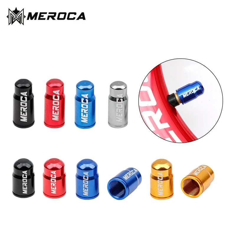 

2 Pcs MEROCA Lightweight Aluminum Alloy Mountain Bike Tire Valve Cap Road Bicycle Schrader / Presta Valves Dust Cover