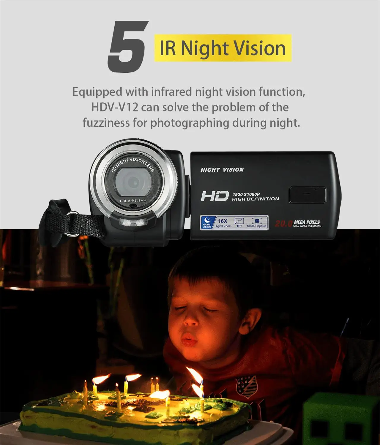 

Night Vision HDV Camcorder Wireless Video Camera 20MP 3.0" 1080P HD Pro Digital Video Camera DV Photo Beautification Freeship