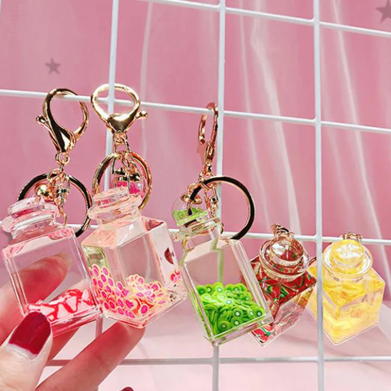 Творческий в виде мороженого и блеск цепочка для ключей с принтом зыбучих песков