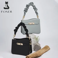 foxer original curved pocket popular pleated handbag for girl crossbody bag high quality small square fashion lady shoulder bags