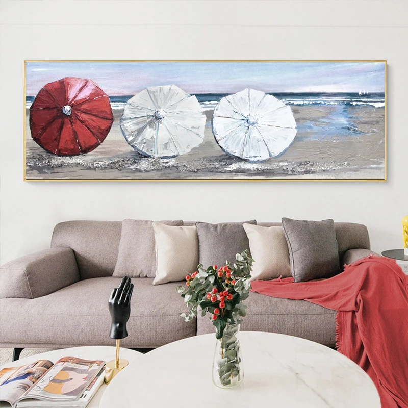 

Cuadros Para Salon Decoracao Para Sala Wall Decor Living Room Abstract Beach Umbrella Canvas Oil Painting Hand Painted No Framed