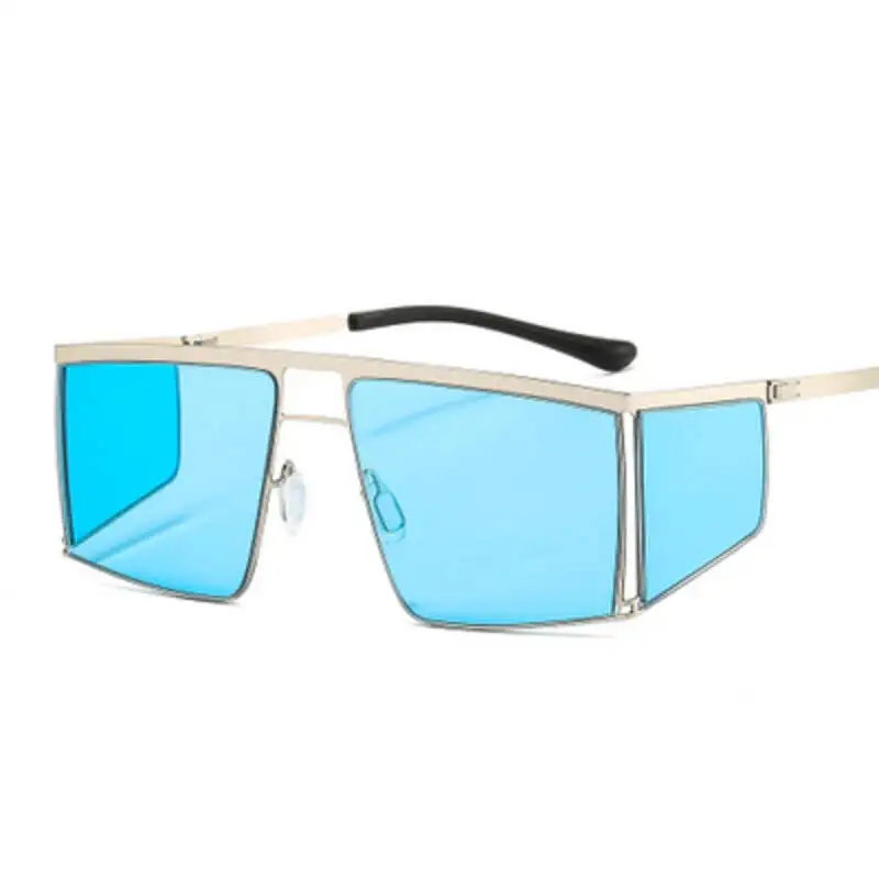 

Retro Square Ocean Sunglasses For Women 2021 Luxury Brand Designer Personality Wide Legs Sun Glasses Men Unique Metal Shades