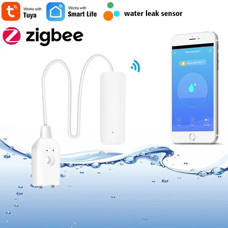 

Смарт-датчик утечки воды Tuya Zigbee, Wi-Fi детектор утечки воды с сигнализацией, работает с приложением Tuya Smart Life