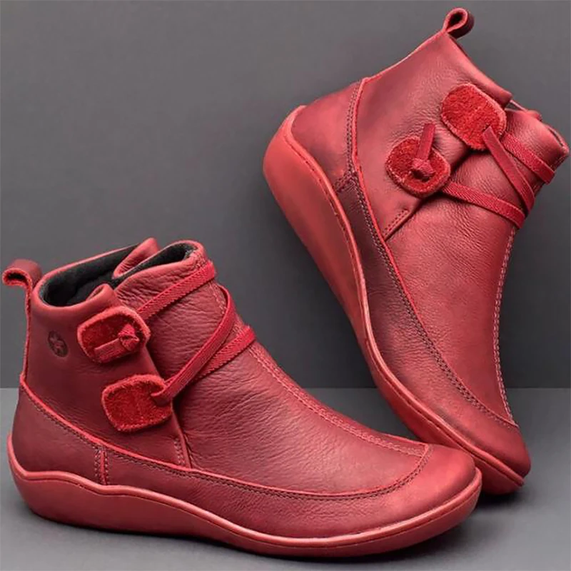 Women Ankle Boots 2019 Plus Size 43 Fashion Slip On Cozy PU Leather Solid Rubber Designer Woman | Обувь