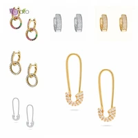 korean crystal elegant hoop earrings 925 sterling silver ear buckle minimalist for women earring exquisite jewelry birthday gift
