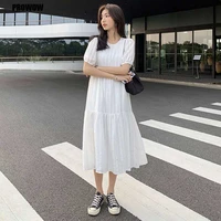 elegant sweet women white dress sundress 2021 new french fashion office dress one piece female summer korean midi dress ladies