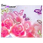 Алмазная живопись Ever Moment, картина из розовый цветок ручной работы страз, квадратные бабочки, 5D набор для рукоделия, стразы, вышивка стразами S2F2433