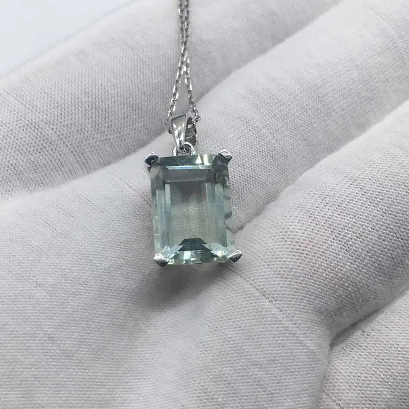 Женский элегантный кулон с зеленым аметистом CSJ натуральный драгоценным камнем 6