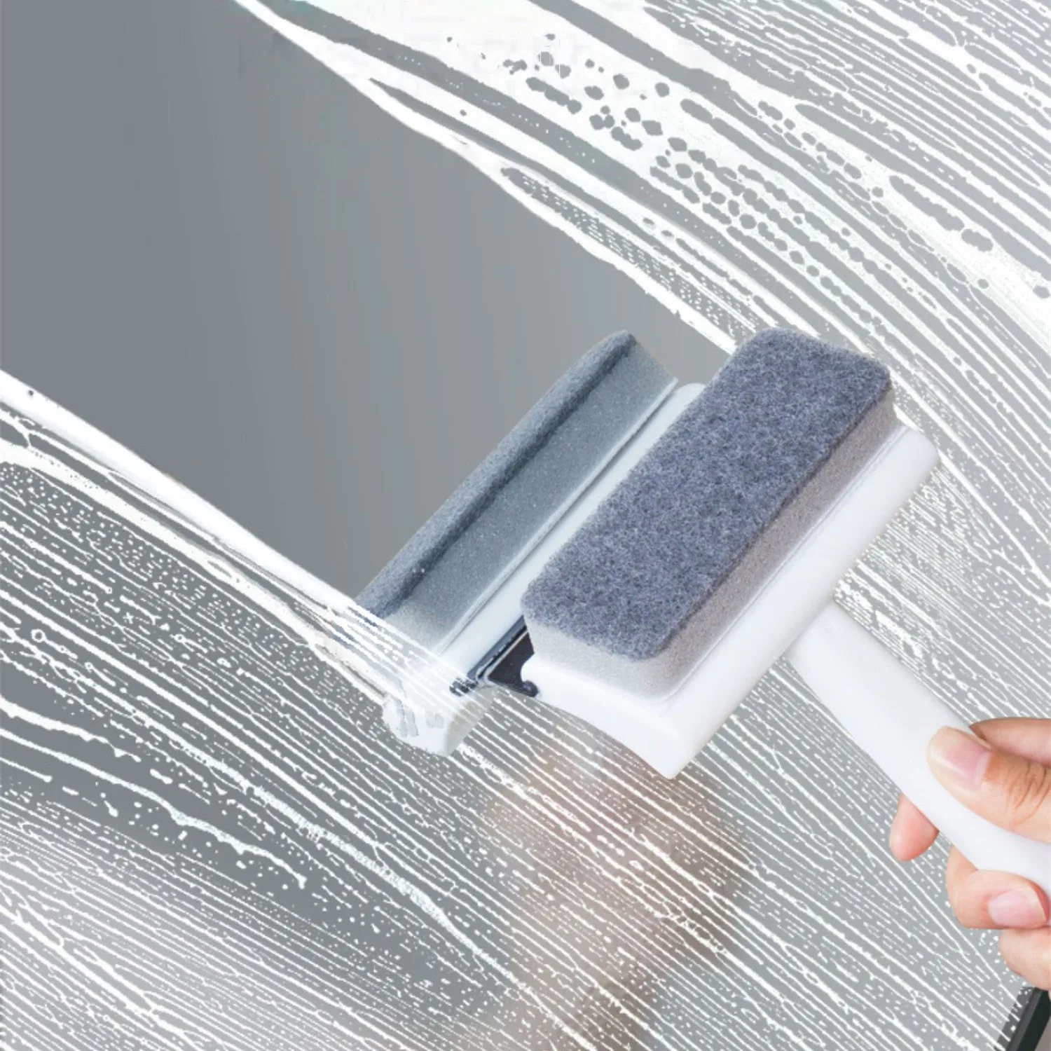 

Double-sided Window Washing Brush Glass Mirror Wiper Rubber Scraper Removable Sponge Brush Scouring Pad Household Cleaning Tools