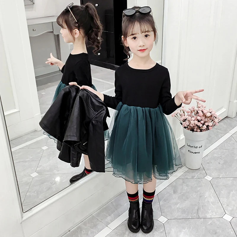 Весенне-осенний комплект одежды для девочек шорты кожаное пальто + платье