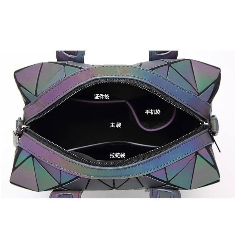 

Fashion Luminous Crossbody Bag Women Boston Handbag Bags Geometry Plaid Shoulder Bags Female Folding Casual Tote Diamond Bucket