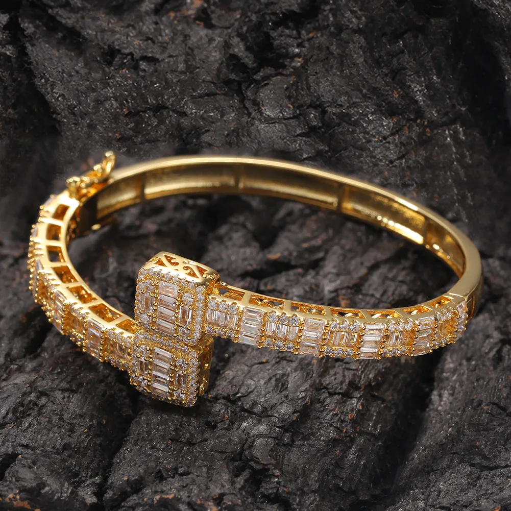 

Baguette Bracelet Square CZ Plated Micro Paved Iced Out Cubic Zirconia Bling Bracelets For Girls Luxury Jewelry