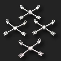 20pcs silver plated x arrow cluster cross double hole pendants diy charms punk necklace jewelry crafts metal accessories p680