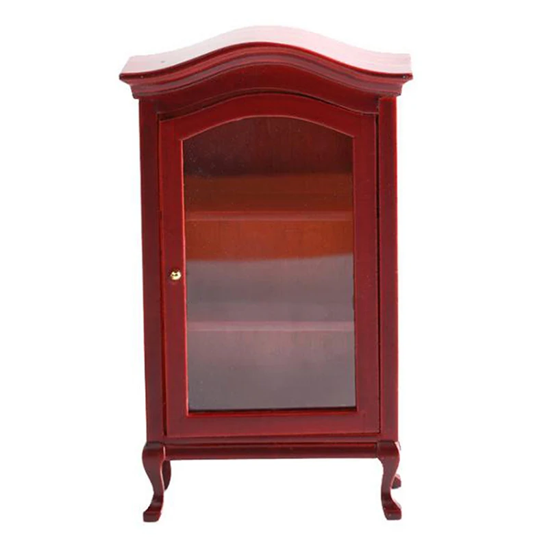 

High Quality1:12 Dollhouse Miniature Wood Display Cupboard Cabinet Showcase Bookcase Doll House Decor New Arrival
