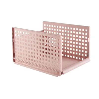 Pink-L Drawer type clothes Folder Layered Separator Wardrobe storage rack Sundries Shelf Holder Space saver Kitchen Bedroom Organizer - Цвет: Pink-L