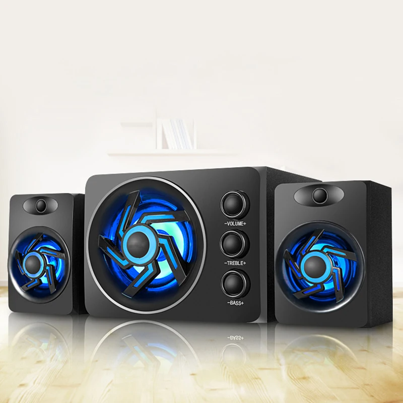 With Colorful LED Light Desktop Computer Speaker With Subwoofer Perfect 2.1 Gaming And Multimedia PC Speakers