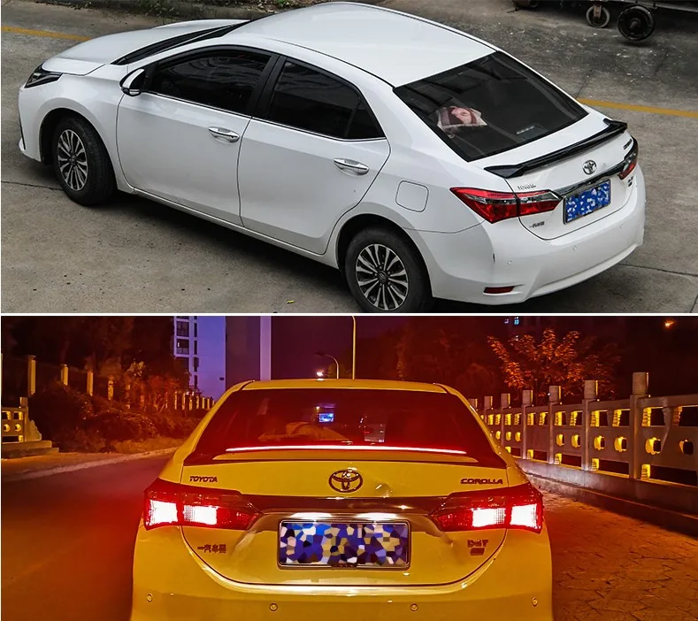 

New Design Rear Wing Spoiler For Toyota For Corolla 2014 2015 2016 2017 2018 Flowing Brake Lamp Trunk ABS Plasti Spoiler Wing
