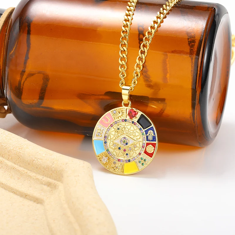 Ожерелье золотого цвета с эмалью и эффектом капель индейки | Украшения