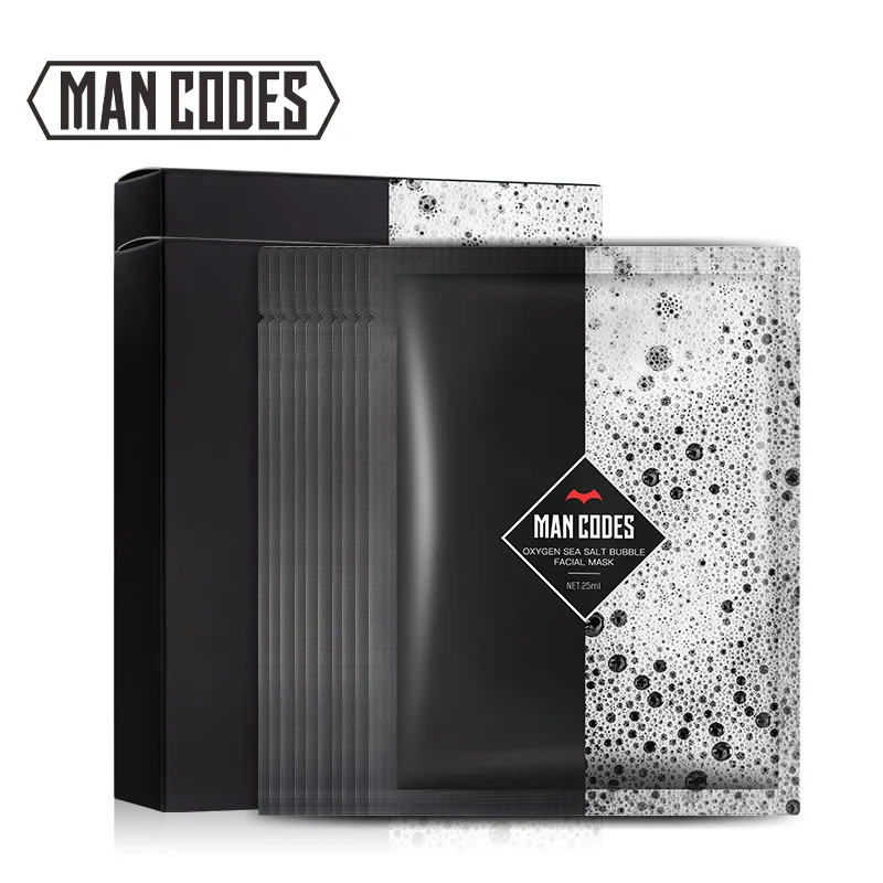 

MANCODES 10PCS Detox Oxygen Sea Salt Bubble Facial Mask Deep Cleaning Oil Control FaceMask Blackhead Removal Whitening Skin Care