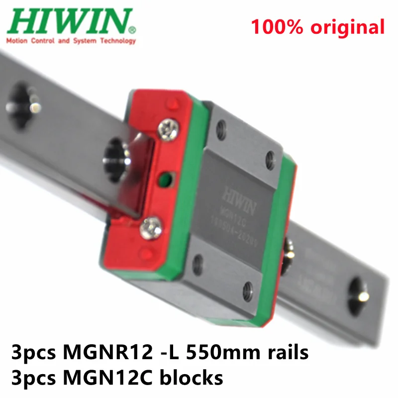 

3pcs Original Hiwin linear rail MGN12 -L 550mm + 3pcs MGN12C linear blocks