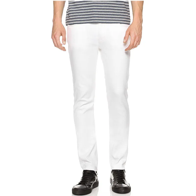 

Men casual jeans spring and autumn new pure white stretch slim-fit denim trousers fashion washed male straight jeans