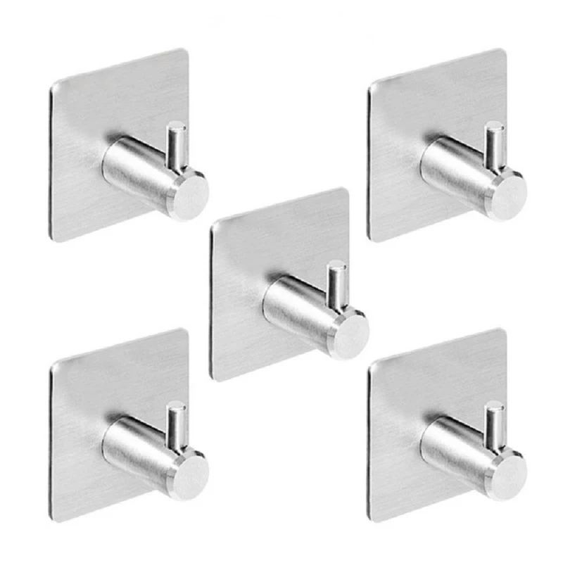 

Аксессуары для ванной, 5 самоклеящихся крючков, 5 крючков из нержавеющей стали 304, вешалка для полотенец, полотенец, кухни, ванной комнаты, акс...