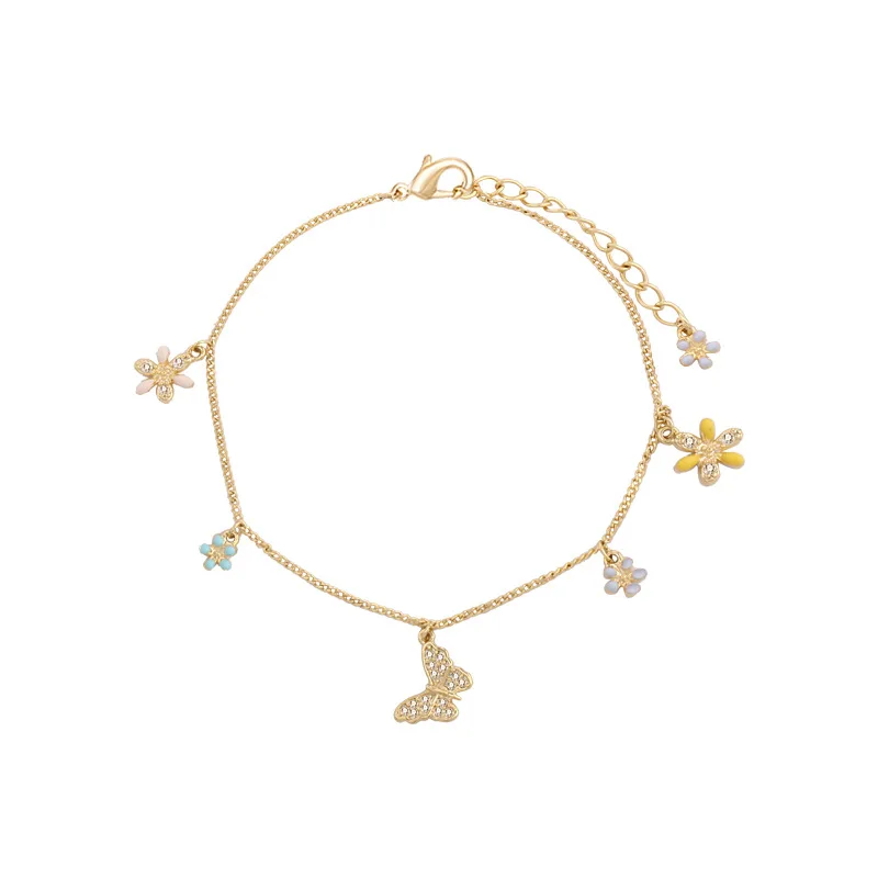 

Fashion 925 Sterling Silver Link Chain Crystal Butterfly Flower Charm Bracelet &Bangle For Women Girls Wedding Jewelry SL168