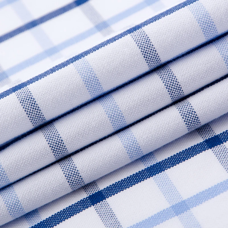 

Men's Oxford Casual 100% Cotton Plaid Checkered Shirt Front Patch Chest Pocket Long Sleeve Thick Button-down Striped Shirts