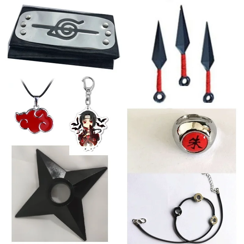 Аниме Akatsuki костюмы для косплея на Хэллоуин плащ Итачи повязка голову кольцо