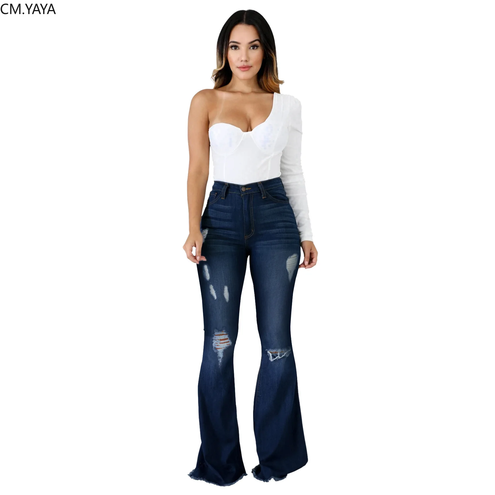 Весна-лето 2020 женские джинсовые штаны в стиле ретро однотонные сексуальные